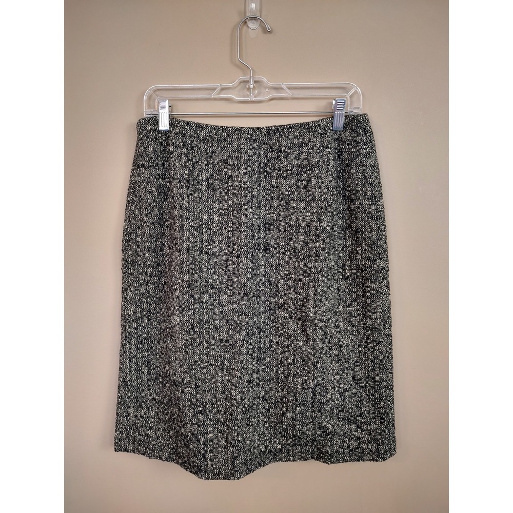 Eddie Bauer Wool Blend Tweed Pencil Skirt Black Cream Salt and Pepper Size‎ 10